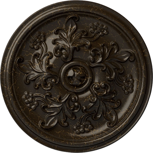 Ekena Millwork Katheryn Ceiling Medallion (Fits Canopies up to 2 1/8"), 14 1/2"OD x 2 3/4"P, Stone Hearth Crackle CM14KTSHC - main